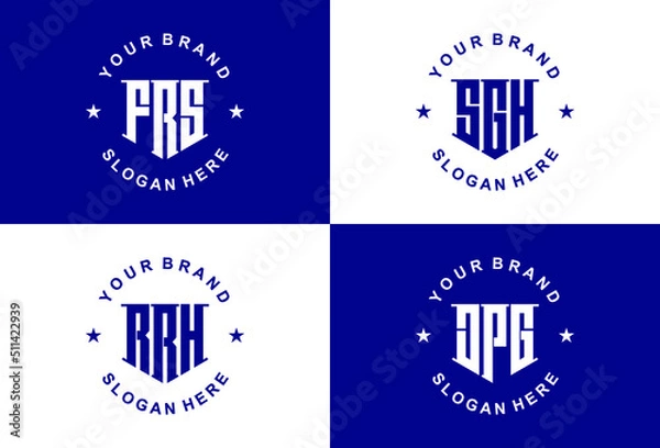 Fototapeta Creative letter monogram logo design with stationery template FRS KSC NBA PHA CVS PEAABS AOU AHC BH RV EZ ZR NA RK