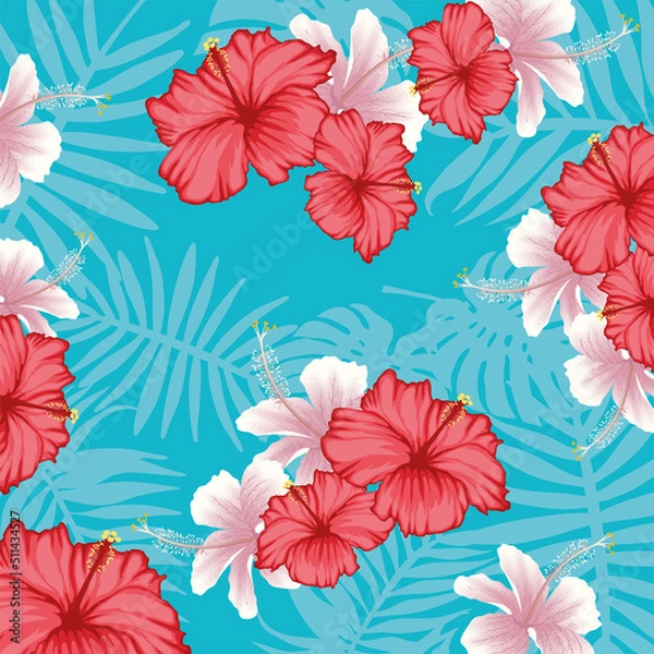 Fototapeta tropical flowers and leafs