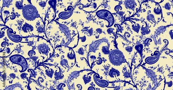 Obraz print a suitable size for a textile consisting of paisley and flowers