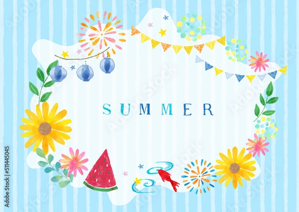 Obraz 夏のイベント手書きフレーム