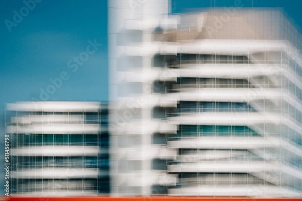 Fototapeta ICM - abstract blurred motion view of modern architecture