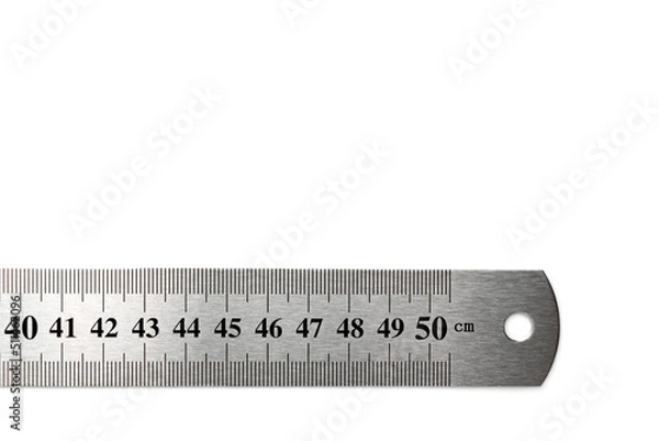 Fototapeta Metal ruler isolated on white background.