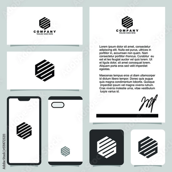 Obraz Creative letter monogram logo design with stationery template