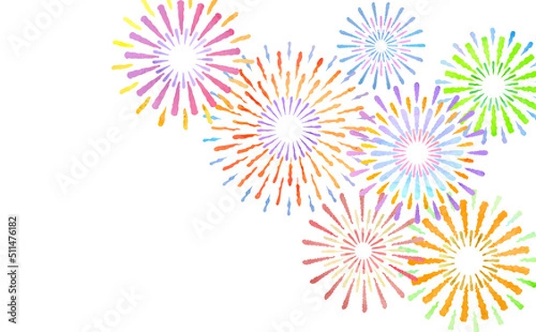 Fototapeta 透明水彩タッチの花火イメージ背景画像