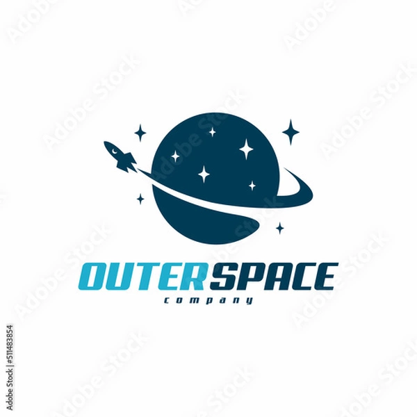 Fototapeta planet outer space rocket logo design