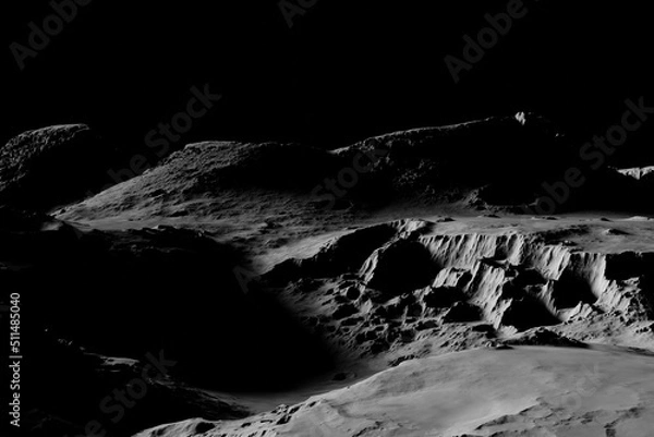 Fototapeta Moon scene 3D rendering. Moon scape realistic Illustration.