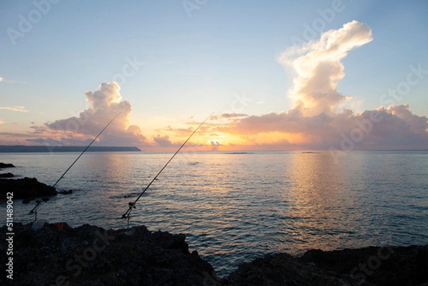 Obraz 釣竿と海と空