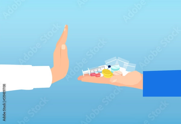 Obraz Vector of a man rejects drugs when being offered