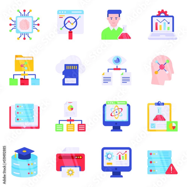 Fototapeta Pack of Data and Networking Flat Icons

