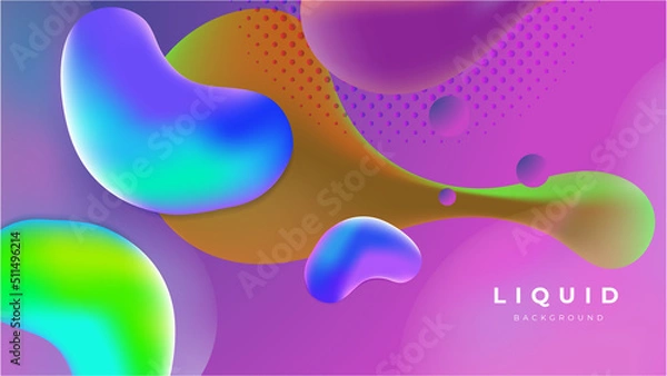 Obraz Modern colorful vivid vibrant gradient liquid fluid abstract background with blob shapes