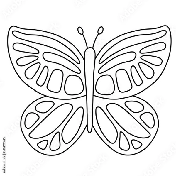 Obraz Coloring page - butterfly. Vector outline illustration for children creativity.