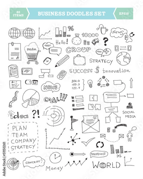 Fototapeta Business doodle elements set