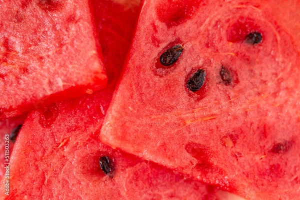 Obraz Juicy fresh watermelon macro, delicious summer food, creative background