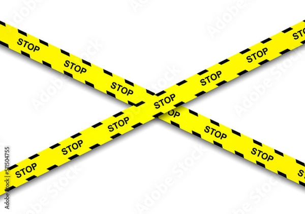 Fototapeta Warning and danger crossed tapes isolated. Police and crime lines. Caution tape. Seamless barrier tape. Vector illustration