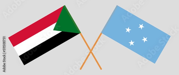 Fototapeta Crossed flags of the Sudan and Micronesia. Official colors. Correct proportion