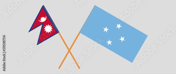 Fototapeta Crossed flags of Nepal and Micronesia. Official colors. Correct proportion