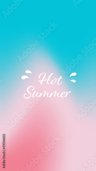 Fototapeta Hot Summer lettering. Abstract gradient background with bright colours. Summer theme. Vector illustration.
