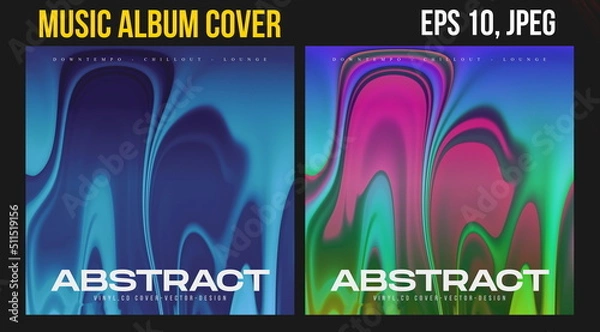 Fototapeta Music Album Cover for the Web Presentation. Colorful Vector Background. Abstract postcard set. Posters Template. Vinyl and CD DVD artwork design. Square banners, brochure, book. Electronic Music   