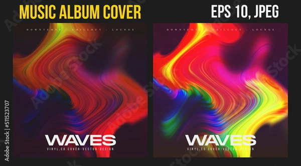 Fototapeta Music Album Cover for the Web Presentation. Colorful Vector Background. Abstract postcard set. Posters Template. Vinyl and CD DVD artwork design. Square banners, brochure, book. Electronic Music   
