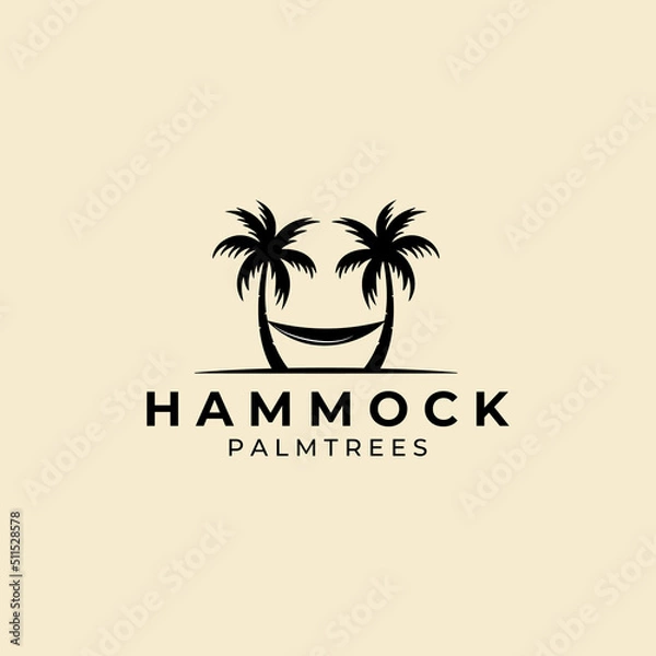 Obraz hammock logo vector design with outdoor palm trees