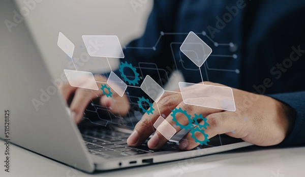 Fototapeta project requirements. business analyst creating project requirements, IT company, strategy development process, implementation engineer concept.