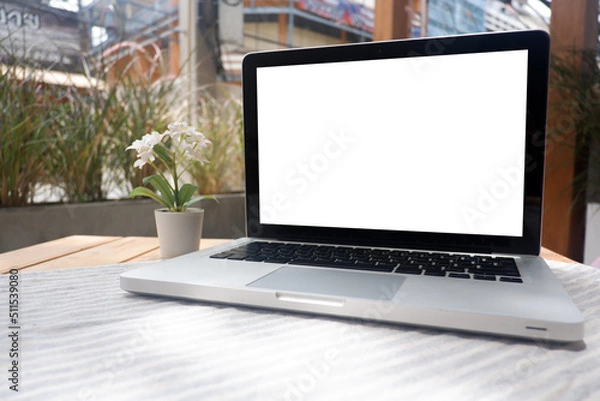Obraz Cropped shot view of office desk table office equipment, labtop, tablet and other office supplies on the modern space, flat lay.