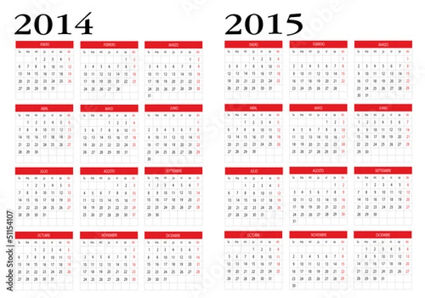 Obraz Calendar 2014 and 2015