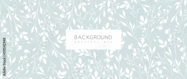 Fototapeta Abstract art background vector. Minimal style wallpaper with line art flower and botanical leaves, Organic shapes, Watercolor. Vector background for banner, poster, Web and packaging.