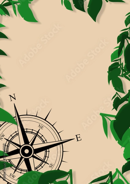 Obraz Outdoor compass and leaves design