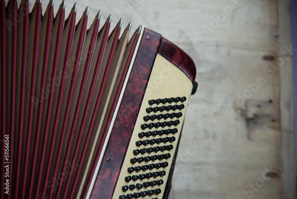 Fototapeta old red accordion