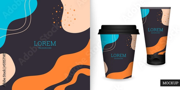 Fototapeta Abstract background in flat style. Modern banner for beauty presentation. Template with colorful shapes. Vector illustration. Branding design for cosmetics cover, card, flyer, poster. Stock.