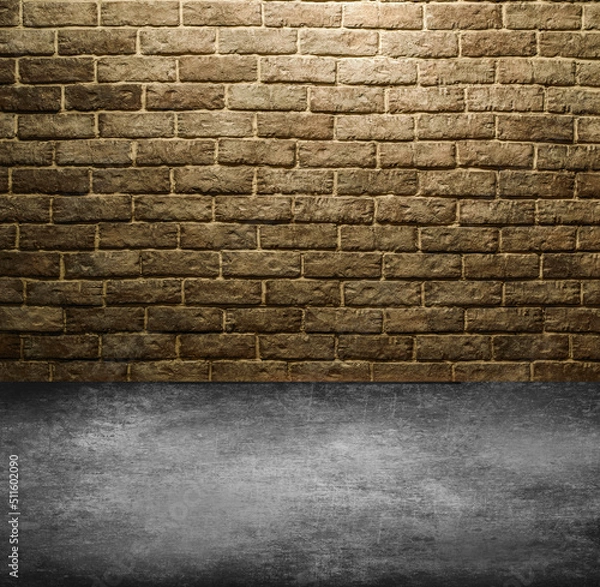 Fototapeta Golden brick wall for text and background