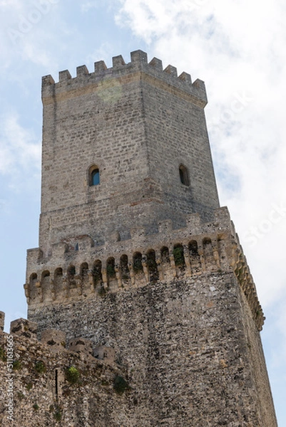 Fototapeta Panoramic Sights of Di Balio Towers (Torri di Balio) in Erice in Trapani, Sicily, Italy.