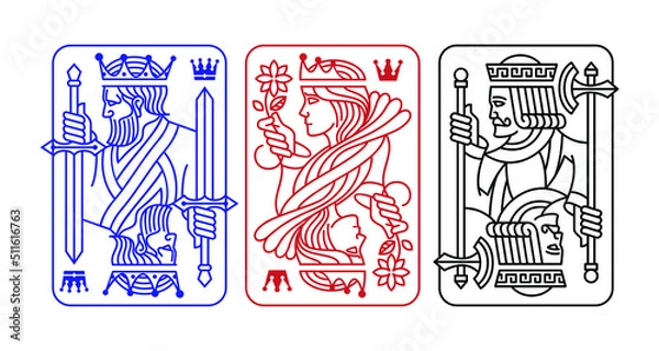 Obraz King, queen and jack Playing Card