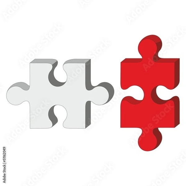 Fototapeta 3d puzzle red and white 33