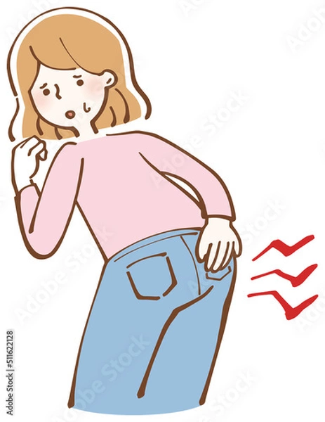 Obraz お尻の痛い女性 イラスト