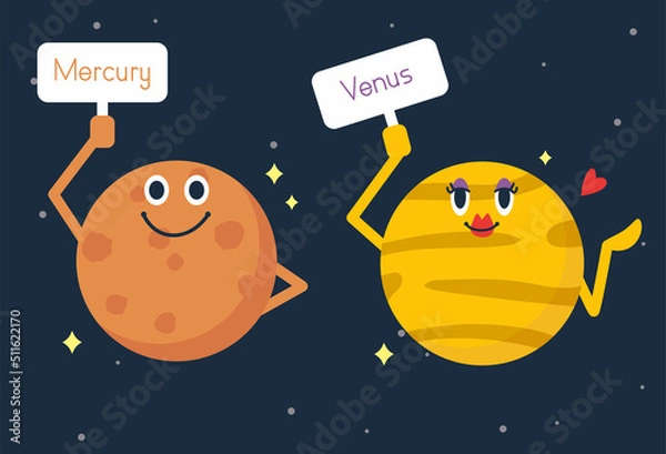 Obraz 水星と金星をイメージしたイラスト