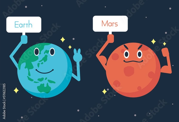 Obraz 地球と火星をイメージしたイラスト