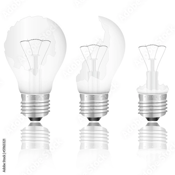 Fototapeta broken light bulbs set