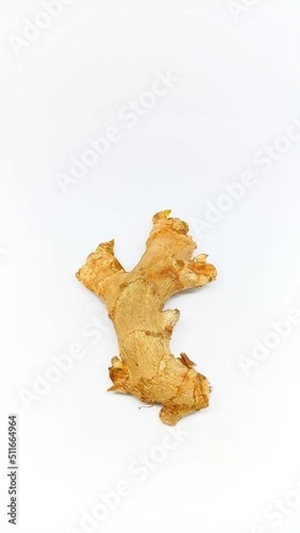 Obraz ginger isolation on white bakground. Close up ginger root isolation on white background material