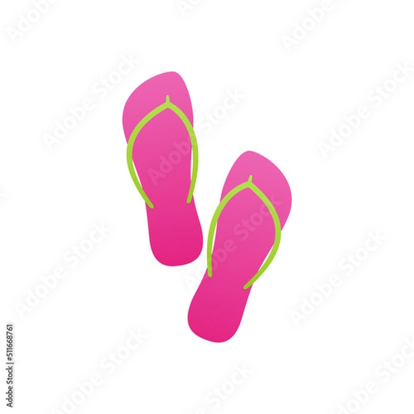 Fototapeta Flip flops. Isolated on white background. Vector illustration.