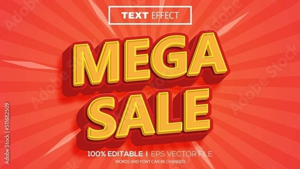 Fototapeta 3d editable text effect mega sale theme premium vector