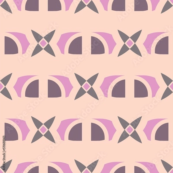 Fototapeta Purple and peach colored geometric shapes vector seamless repeat pattern