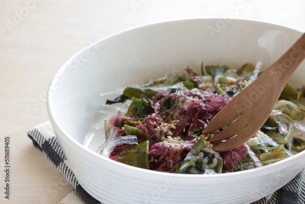 Obraz Japanese seaweed and agar agar salad for vegetarian food image