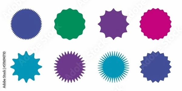 Fototapeta colorful abstract shape circle badges set,radial geometric sunburst template,vector illustration