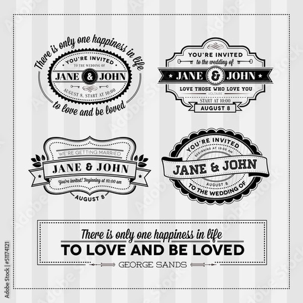 Obraz Wedding typography stamps