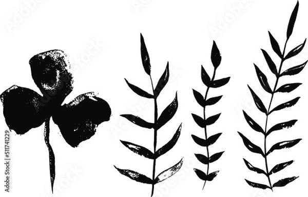 Fototapeta Vector plant brushes. Artistic decorative element