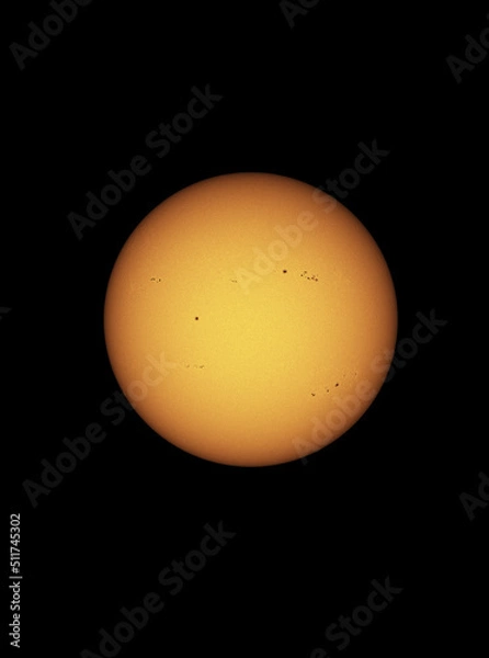 Fototapeta Sun in dark space with solar spots on the 17th of June 2022