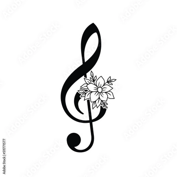 Obraz Music Key Floral Design