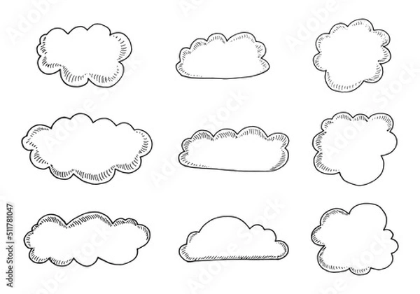 Fototapeta clouds vector hand drawn sketch